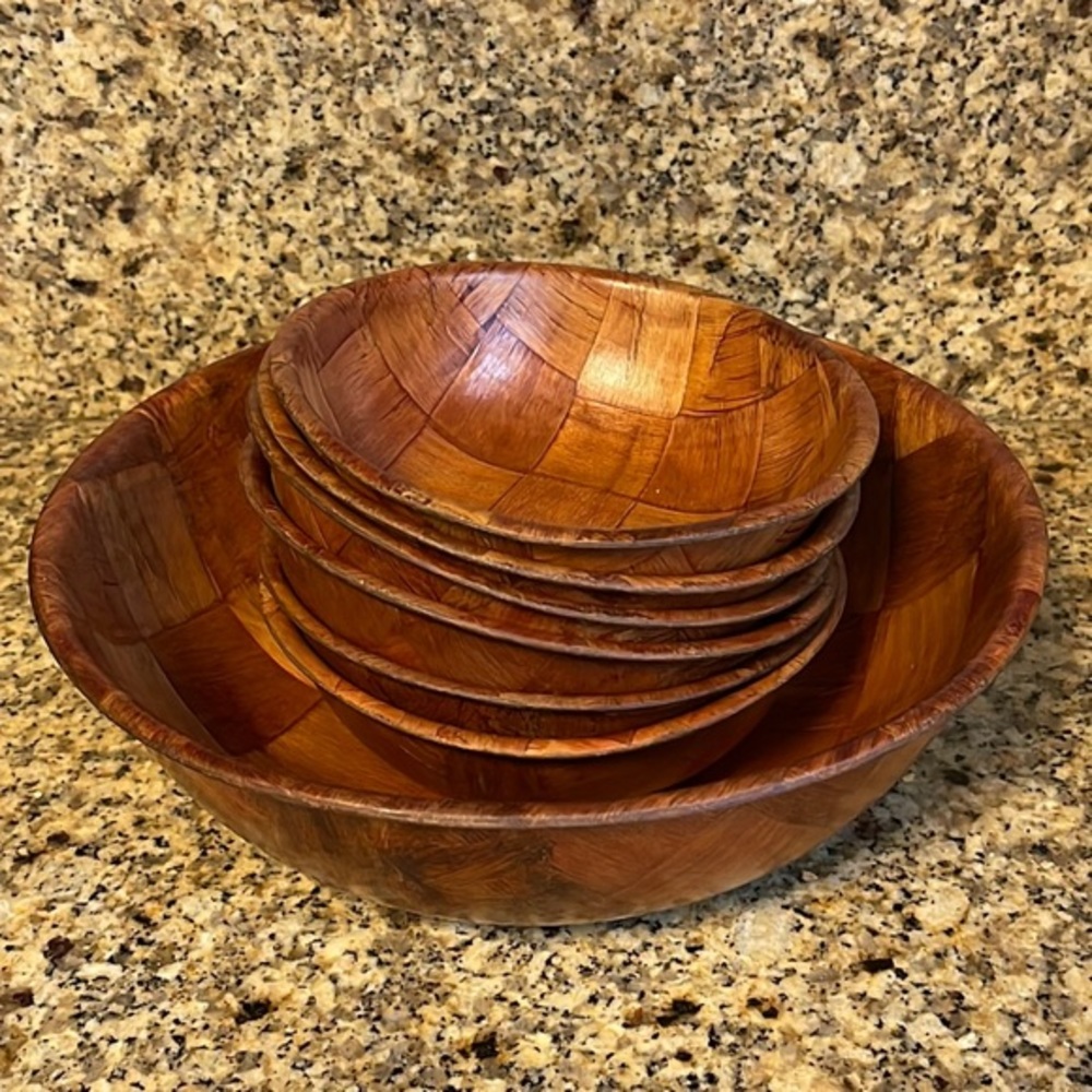 Vintage Wooden Parquet‎ Bowl Set
